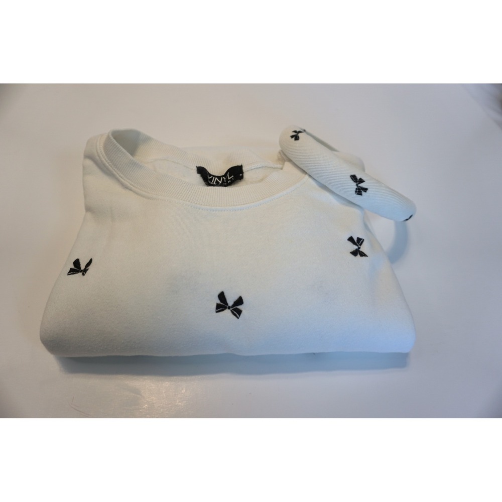 Vinyl Icons‎ White Embroidered Bow Sweatshirt and Matching Headband Set Large